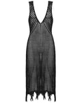 Punk Rave Womens Apocalyptic Gothic Techwear Crochet Knit Dress