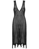 Punk Rave Womens Apocalyptic Gothic Techwear Crochet Knit Dress