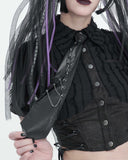 Devil Fashion Womens Gothic Punk Studded Faux Leather Neck Tie