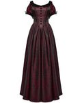 Punk Rave Womens Long Gothic Jacquard Ballgown Wedding Dress - Black & Red