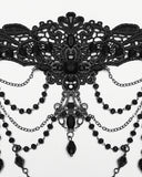 Punk Rave Womens Elegant Gothic Beaded & Chained Lace Crucifix Necklace