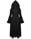 Dark In Love Womens Long Romantic Gothic Hooded Coat With Faux Fur Trims