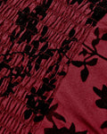 Dark In Love Womens Elegant Gothic Flocked Ivy Cami Corset Top - Red & Black