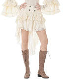 Dark In Love Womens Steampunk Lace High Low Skirt - Vintage Off-White