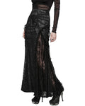 Punk Rave Long Textured Floral Tribute Casket Maxi Skirt - Black