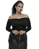 Punk Rave Plus Size Womens Twisted Metal Off Shoulder Top