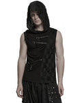 Punk Rave Mens Apocalyptic Gothic Spliced & Shredded Hooded Tank Top Vest