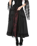 Dark In Love Womens Baroque Gothic Lace Layered Maxi Skirt - Black & Red