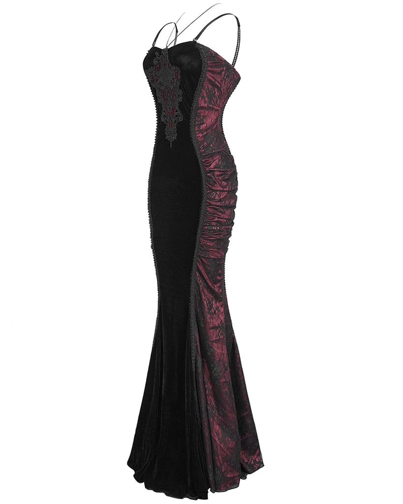 Black Mesh Red And Black Mermaid Dress Black Red Crystal Mermaid