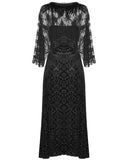 Eva Lady Long Baroque Gothic Velvet Maxi Dress With Lace Pelerine Cape