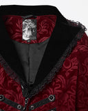 Punk Rave Womens Gothic Aristocrat Damask Velvet Frock Coat Jacket - Red