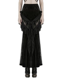 Punk Rave Womens Long Victorian Gothic Velvet & Lace Maxi Skirt