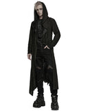 Punk Rave Mens Apocalyptic Gothic Broken Knit Hooded Piercing Cloak Jacket