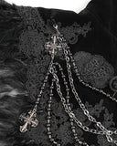 Devil Fashion Mens Gothic Aristocrat Chained & Feathered Shoulder Cape Cloak