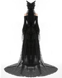 Dark In Love Womens Extra Long Gothic Train Skirt