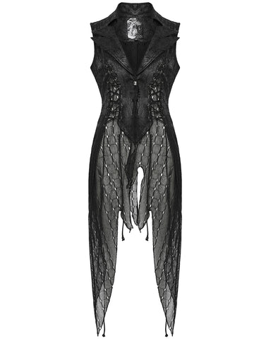 Punk Rave Womens Dark Gothic Punk Asymmetric Long Waistcoat Vest