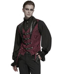 Punk Rave Mens Dark Victorian Gothic Damask Jacquard Waistcoat Vest - Red
