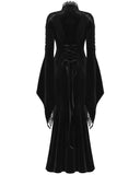 Punk Rave Womens Long Gothic Velvet & Lace Beaded & Embroidered Maxi Dress