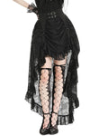 Dark In Love Long Gothic Lace Contrast Hitch-Hem Maxi Bustle Corset Skirt