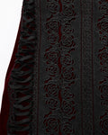 Punk Rave Womens Baroque Gothic Rose Embroidered Velvet Fishtail Skirt - Red & Black