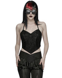 Punk Rave Womens Gothic Lace Applique Tie-Back Camisole Top
