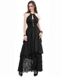 Devil Fashion Womens Long Gothic Punk Lace Up Strapping Maxi Dress