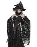 Eva Lady Womens Baroque Gothic Lace Fringed Shawl Cape