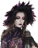 Devil Fashion Womens Dark Gothic Feathered Rose Fascinator Headpiece - Black & Purple