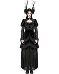 Dark in Love Womens Long Romantic Gothic Velvet & Lace Princess Maxi Dress