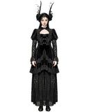 Dark in Love Womens Long Romantic Gothic Velvet & Lace Princess Maxi Dress