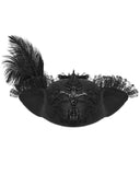 Punk Rave Unisex Gothic Dragon Spine Feathered Tricorn Hat
