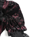 Eva Lady Womens Elegant Victorian Gothic Ruched Velvet & Lace Blouse Top