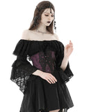 Dark In Love Womens Gothic Vampire Waist Cincher Corset Belt - Purple & Black Lace