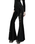 Punk Rave Womens Gothic Velvet & Lace Flared Leggings