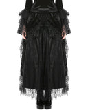 Dark In Love Womens Long Gothic Velvet & Lace Layered Maxi Skirt