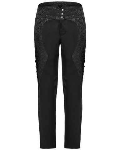 Punk Rave Mens Gothic Aristocrat Jacquard Contrast Dress Pants