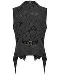 Punk Rave Mens Dark Victorian Gothic Damask Jacquard Waistcoat Vest - Black