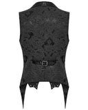 Punk Rave Mens Dark Victorian Gothic Damask Jacquard Waistcoat Vest - Black