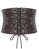 Devil Fashion Mens Steampunk Cummerbund Belt - Brown Faux Leather