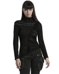 Punk Rave Daily Life Womens Asymmetric Apocalyptic Spliced Mesh Top