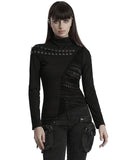 Punk Rave Daily Life Womens Asymmetric Apocalyptic Spliced Mesh Top