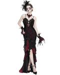 Eva Lady Womens Elegant Gothic Velvet & Lace Mermaid Evening Dress - Black & Red