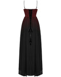 Punk Rave Daily Life Long Gothic Lace Applique Maxi Dress - Red & Black Gradient