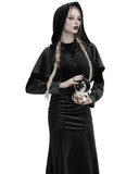 Punk Rave Daily Life Womens Velvet Gothic Lolita Hooded Split Tails Bolero Cape - Black