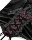 Dark In Love Womens Gothic Velvet & Lace Applique Corset Top - Black & Red