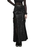 Punk Rave Long Textured Floral Tribute Casket Maxi Skirt - Black