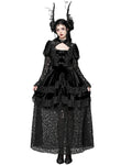 Dark in Love Womens Long Romantic Gothic Velvet & Lace Princess Maxi Dress