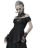 Punk Rave Womens Gothic Off Shoulder Tunic Blouse Top Black Spiderweb Mesh Lace