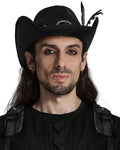 Punk Rave Mens Apocalypse Wasteland Punk Western Skulls Cowboy Hat - Black