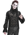 Devil Fashion Mens Regency Gothic Steampunk Paisley Velvet Waistcoat Vest Brown